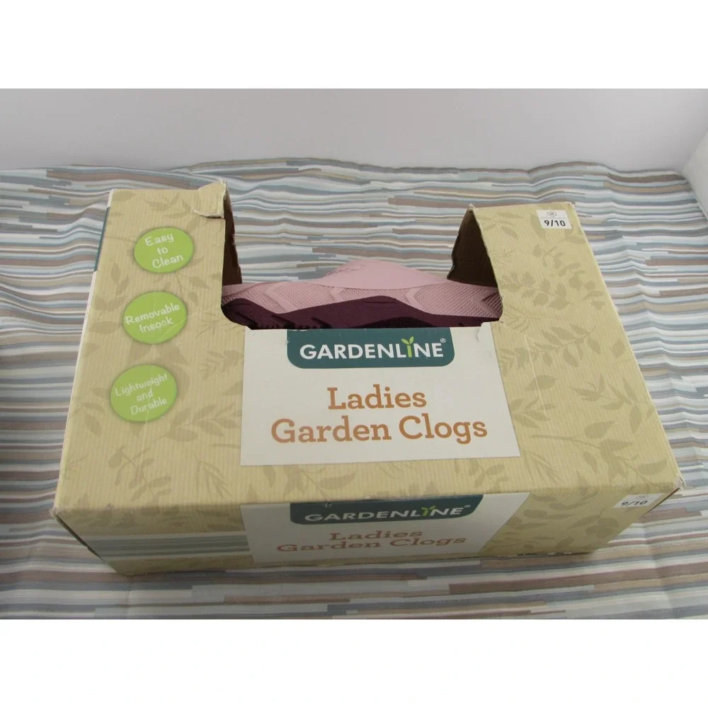 Gardenline Garden Clogs Womens 9/10 Rubber Pink Slip On Removable Floral Insole
